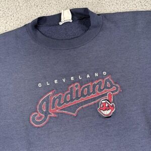 Vintage Cleveland Indians Sweater Mens Large‎ Blue MLB Baseball 90s Distressed
